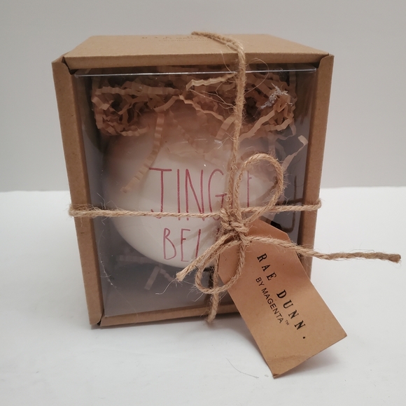 Rae Dunn Ceramic Christmas Ornaments HOLLY JOLLY, TIS THE SEASON, JINGLE BELLS - Picture 2 of 5